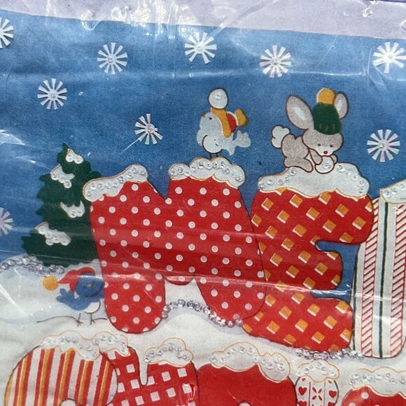 Vtg Merry Christmas Quick Quilt Wall Hanging Kit 80s Paragon Animals Snow 1981 - Picture 4 of 7